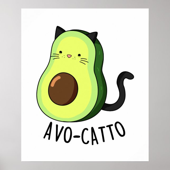 Avocatto Cute Avocado Cat Pun Poster (Framsidan)