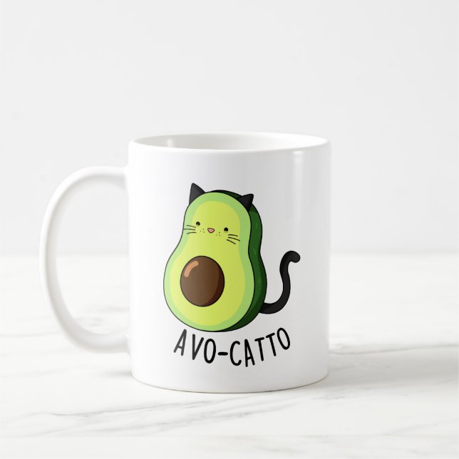 Avocatto Funny Avocado Cat Pun Kaffemugg (Vänster)