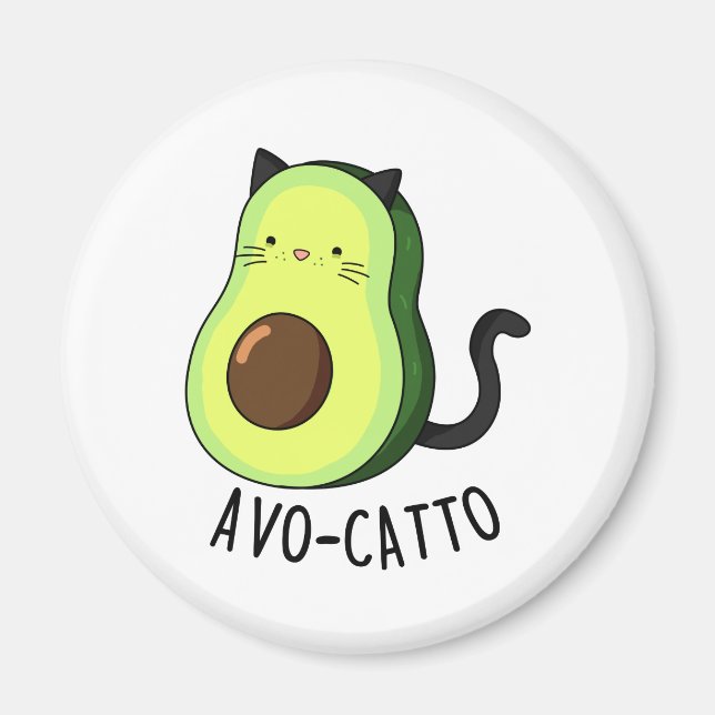 Avocatto Funny Avocado Cat Pun Magnet (Framsidan)