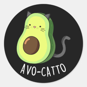 Avocatto Funny Avocado Cat Pun Mörk BG Runt Klistermärke