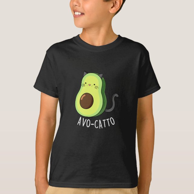 Avocatto Funny Avocado Cat Pun Mörk BG T Shirt (Framsida)