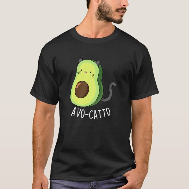 Avocatto Funny Avocado Cat Pun Mörk BG T Shirt (Framsida)
