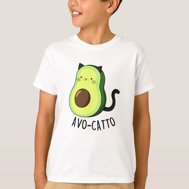 Avocatto Funny Avocado Cat Pun T Shirt (Framsida)