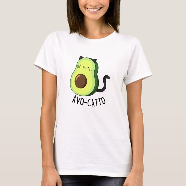 Avocatto Funny Avocado Cat Pun T Shirt (Framsida)