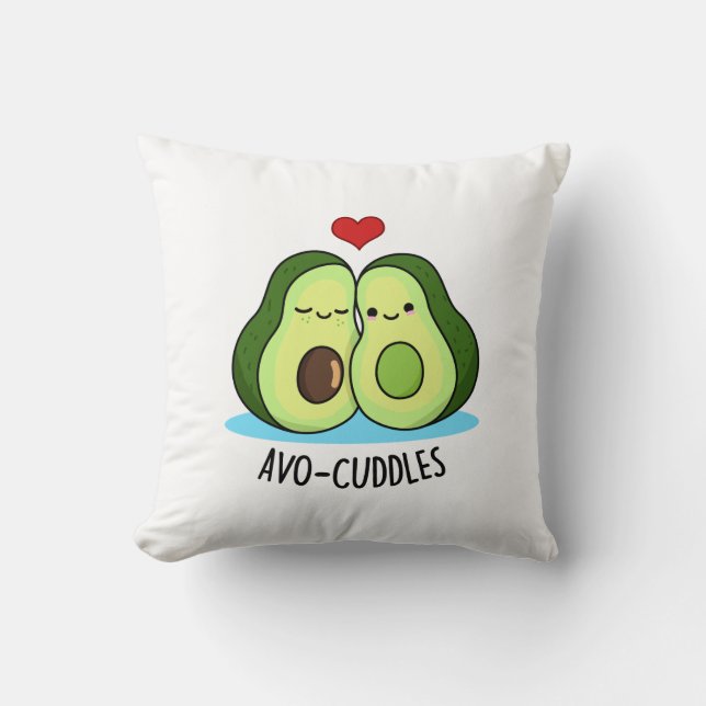 Avocuddles Funny Avocado Couple Pun Kudde (Framsida)