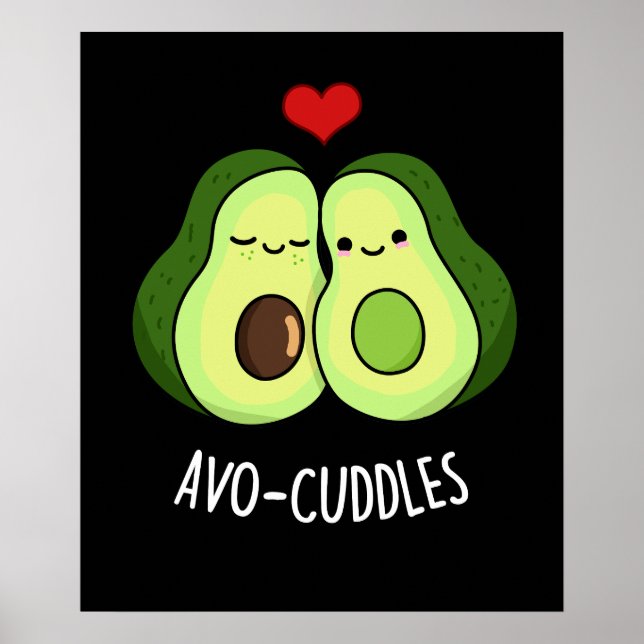 Avocuddles Roligt Avokado Par Skämt Mörk Bakgrund Poster (Framsidan)