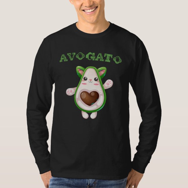 Avogato Avocado Cat  Avocado Organic Food T Shirt (Framsida)