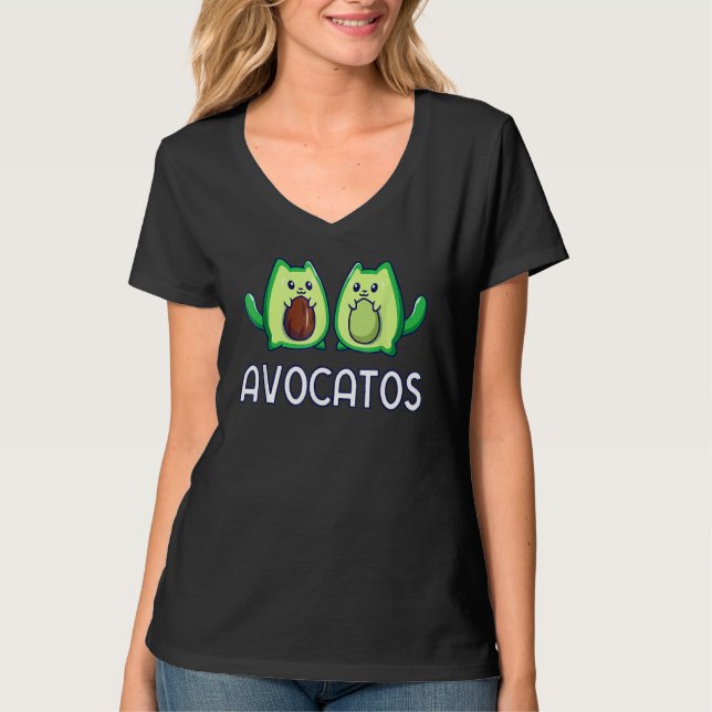 Avogato Avocado Cat Cat Fruit Vegan T Shirt (Framsida)