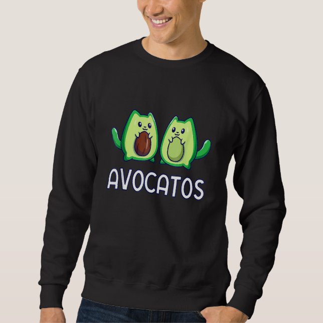 Avogato Avocado Cat Cat Vegan Lång Ärmad Tröja (Framsida)