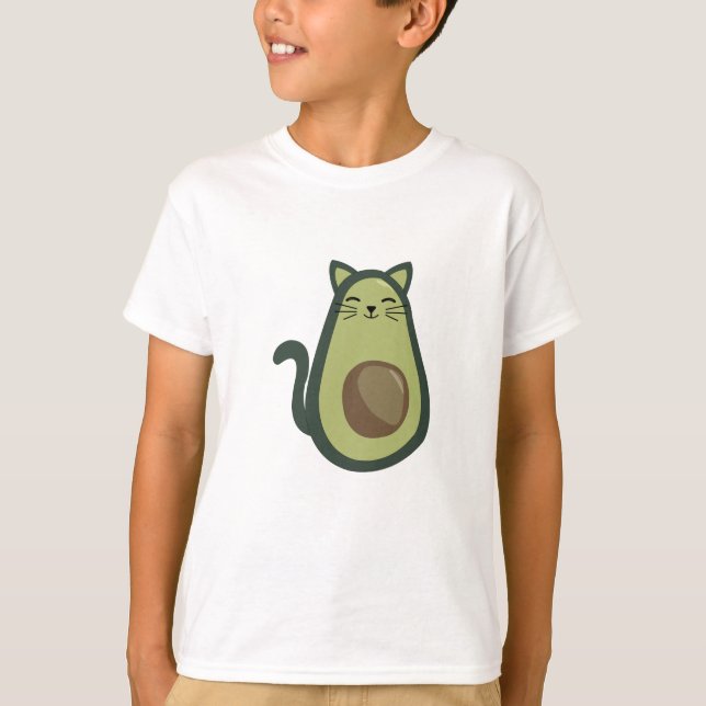 Avogato Avocado Cat Funny Food Grönt T Shirt (Framsida)