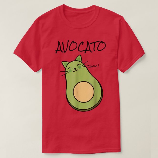 Avogato Avocado Cat Kattunge Funny Meow Cinco De M T Shirt (Design framsida)
