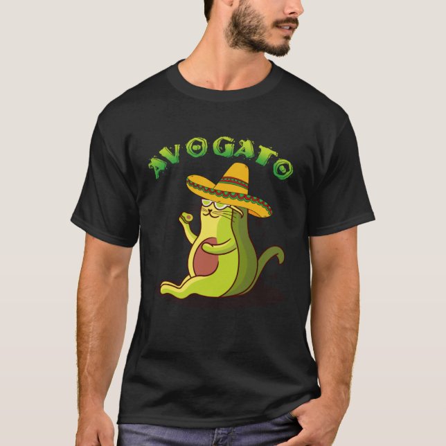 Avogato Cat Avocado Cinco de Mayo Cute Cat Mexico  T Shirt (Framsida)