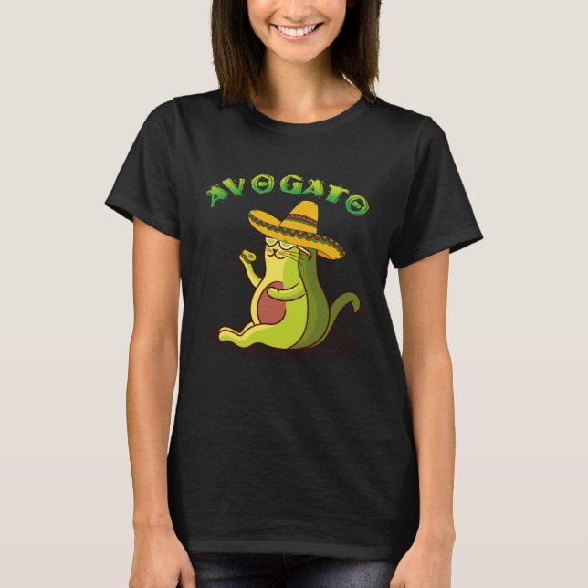 Avogato Cat Avocado Cinco de Mayo Cute Cat Mexico  T Shirt (Framsida)
