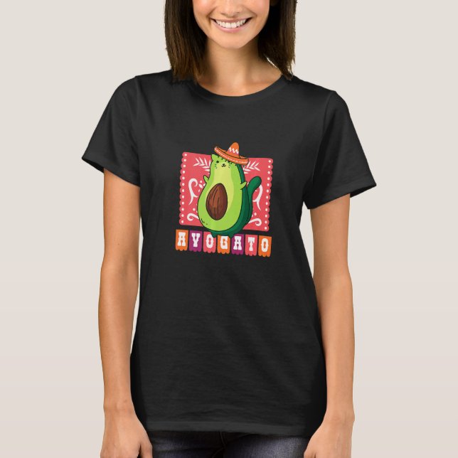 Avogato Cat Avocado Cinco De Mayo T Shirt (Framsida)