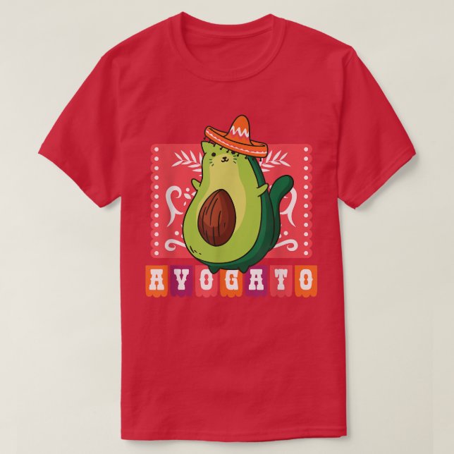 Avogato Funny Avocado Cat T Shirt (Design framsida)
