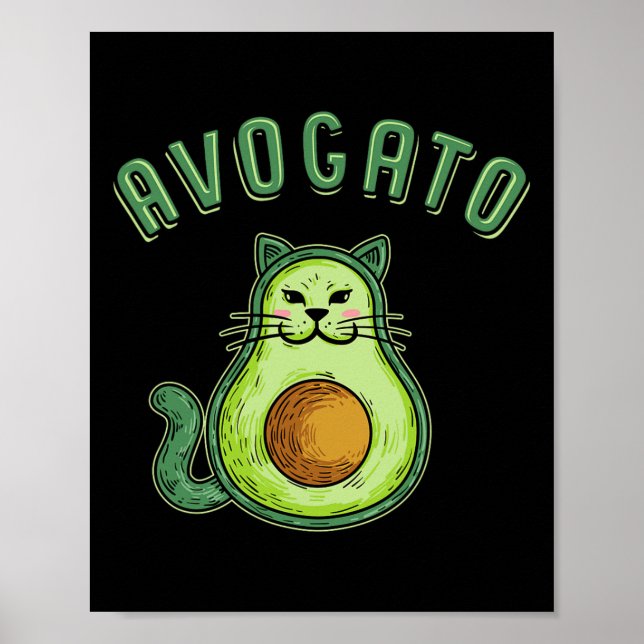 Avogato - Funny Cinco De Mayo Avocado Cat Poster (Framsidan)