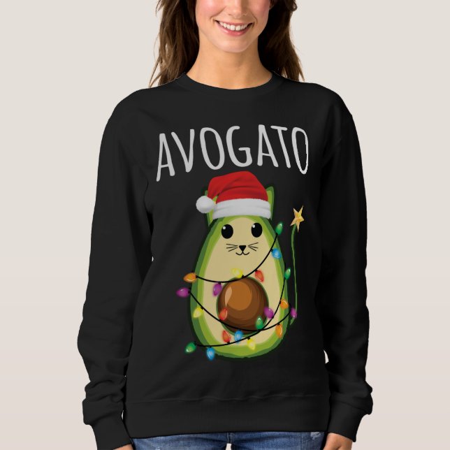 Avogato Santa Avocado Cat Funny julklat T Shirt (Framsida)