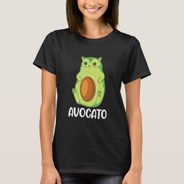 Avogato Vegan Avokado Katt T Shirt (Framsida)