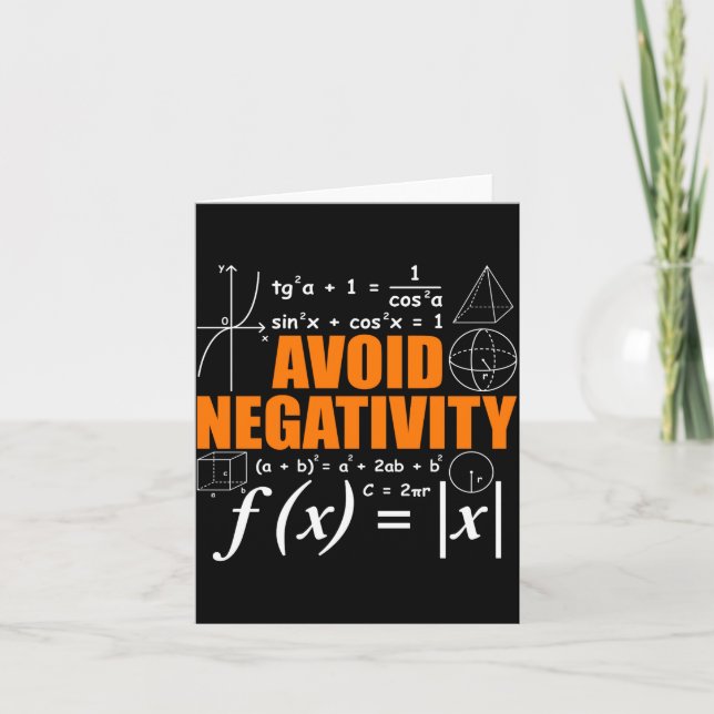 Avoid Negativity Funny Math Mathematician Teacher  Kort (Framsida)