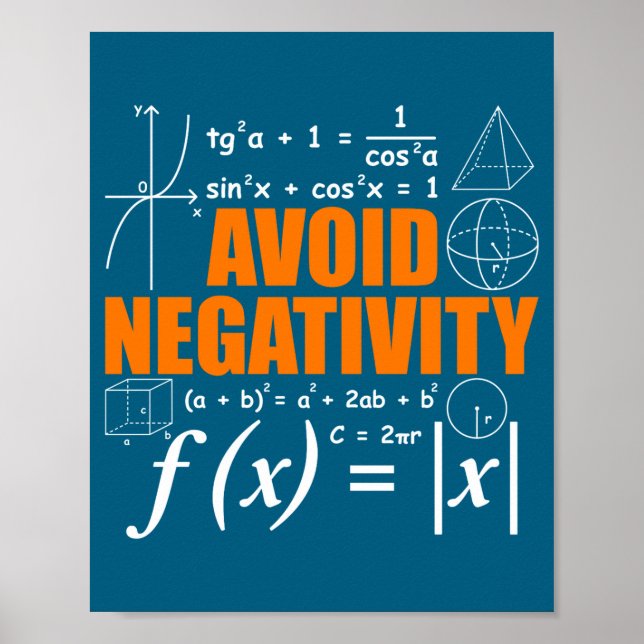 Avoid Negativity Funny Math Mathematician Teacher  Poster (Framsidan)