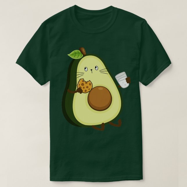 Avokado äter kaka och dricker mjölk t shirt (Design framsida)