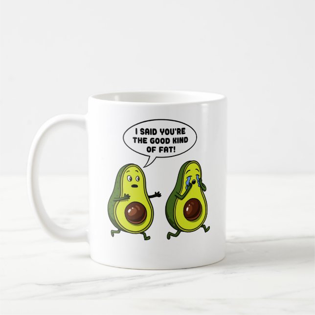 Avokado den bra sorten av det feta roliga kaffemugg (Vänster)