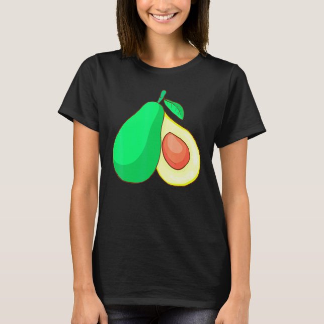 Avokado Frukt Mat Vegan Vegetarian T Shirt (Framsida)
