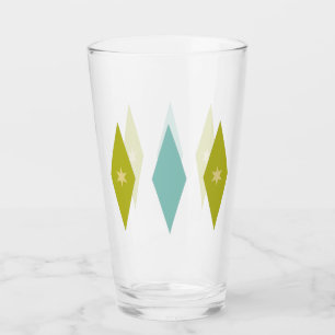 Avokado Grön Aqua Stjärnor & Diamanter Mid Century Glaskopp