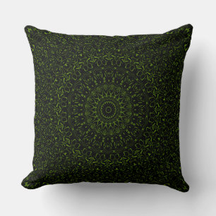 Avokado Grön Mandala med Geometrisk Symmetri Kudde