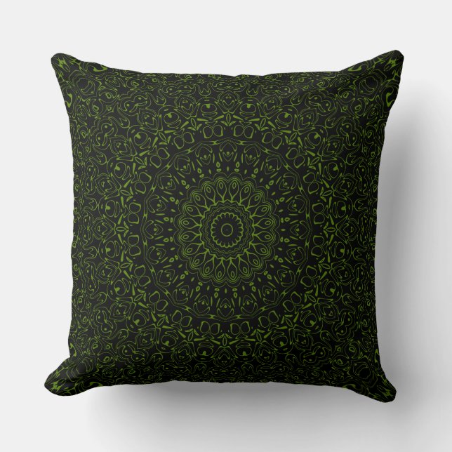 Avokado Grön Mandala med Geometrisk Symmetri Kudde (Framsida)