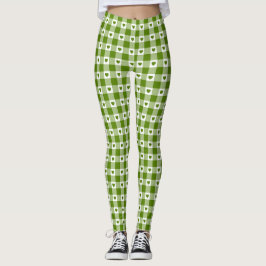 Avokado Grönt Hjärta Rutigt Gingham Retro Färg Leggings