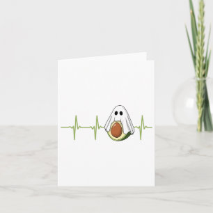 Avokado Hjärtbeat Halloween Spöke Boocado Vegan Me Kort