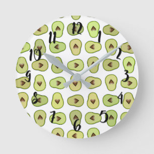 Avokado Hjärtfrukt Trendig Mat Whimsical Cool Rund Klocka