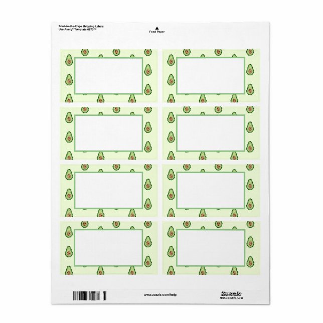 Avokado i prickar fraktsedel (Helt Ark)