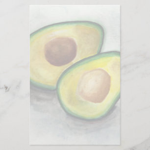 Avokado i vattenfärg brevpapper