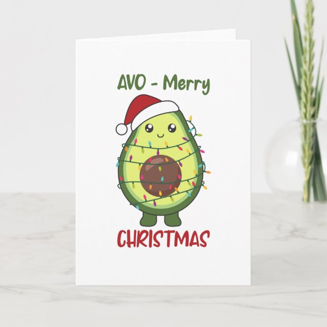 Avokado julbelysning Roliga Avokadon Kort (Framsida)