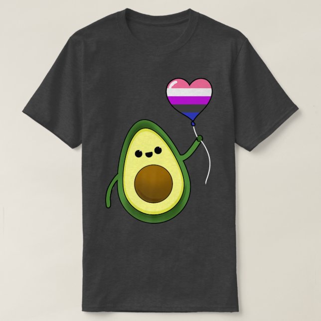 Avokado med Pride av genderfluid T Shirt (Design framsida)