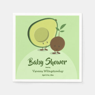 Avokado- och groptecknade figurerbaby shower pappersservett