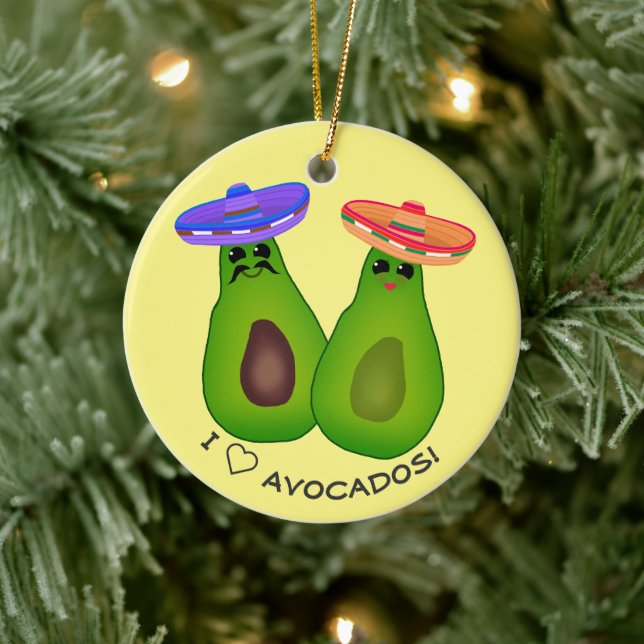 Avokado-par med sombreros  julgransprydnad keramik (Träd)