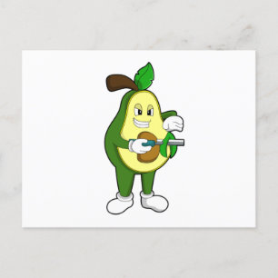 Avokado som frisör med rakhyvel vykort