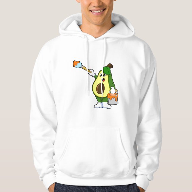 Avokado som målarfärg med färgpensel hoodie (Framsida)