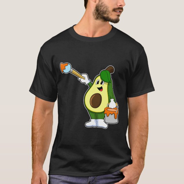 Avokado som målarfärg med färgpensel t shirt (Framsida)