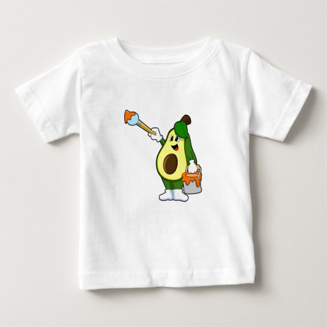 Avokado som målarfärg med färgpensel t shirt (Framsida)