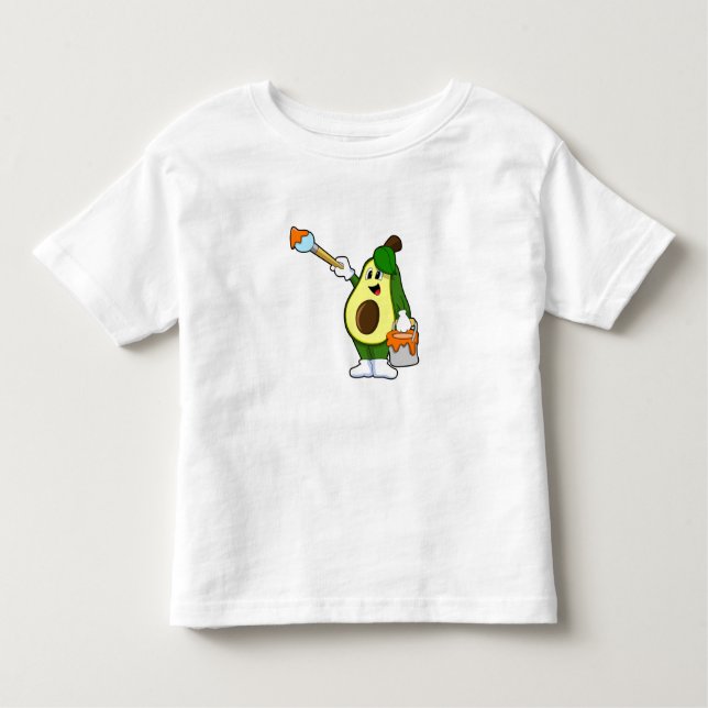 Avokado som målarfärg med färgpensel t shirt (Framsida)