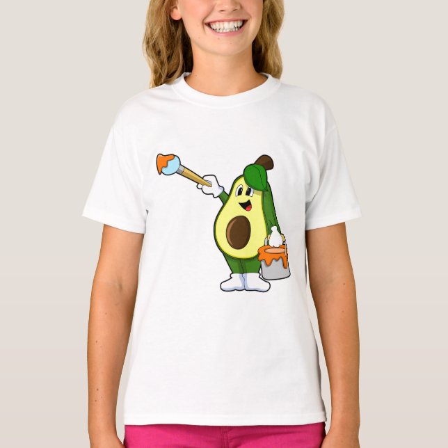Avokado som målarfärg med färgpensel t shirt (Framsida)