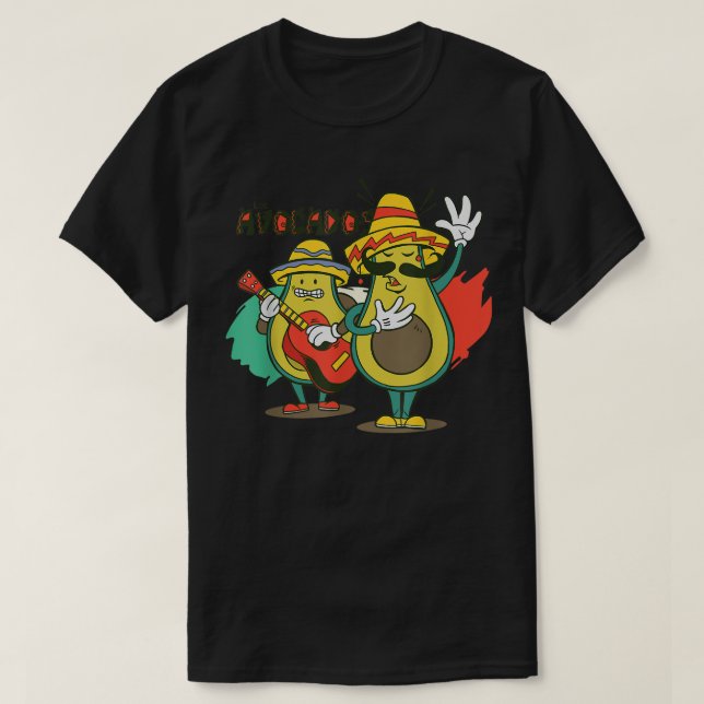 Avokado som spelar gitarrer t shirt (Design framsida)