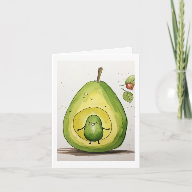 Avokado, sött design med babyavokado kort (Framsida)