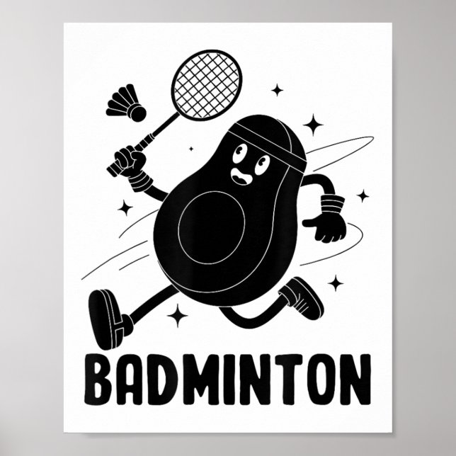 Avokado Spelar Badminton Hälsosam Vegetarisk Mat  Poster (Framsidan)