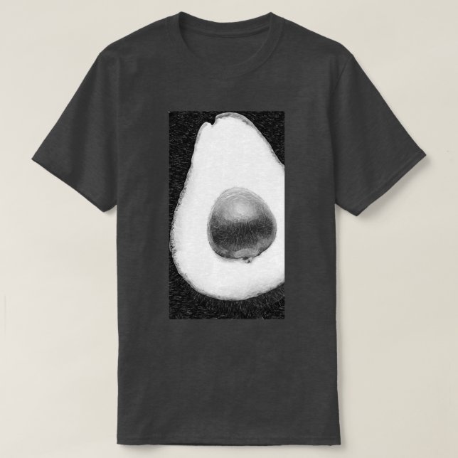 Avokado, svart och vitt t shirt (Design framsida)