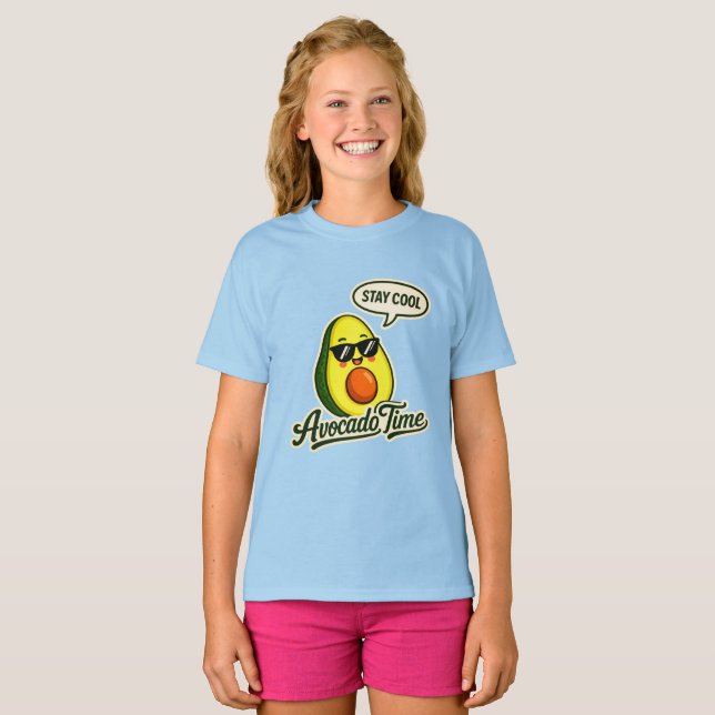 Avokado Tids Söt Tjej T-Shirt (Hel framsida)